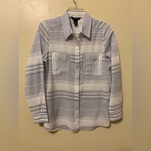 White House Black Market Blue Striped Blouse